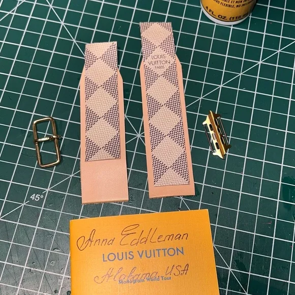 🌸 Vachetta leather Apple Watch band Damier Azure handmade - Picture 13 of 16